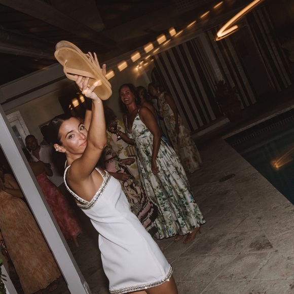 Retrofete Cream Mini Dress with Silver Accents - Picture 3 of 4